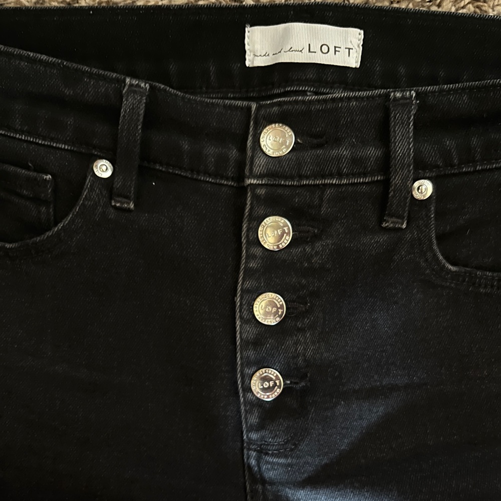 LOFT Wide Leg, High Waisted Button Fly denim